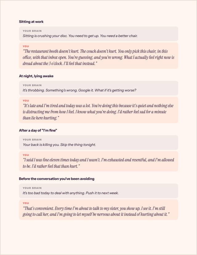 A page of word-for-word scripts for talking back to your brain